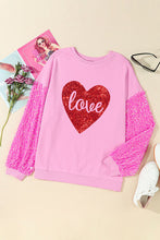 Load image into Gallery viewer, LOVE Heart Sequin Dropped Shoulder Sweatshirt