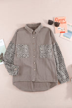 Load image into Gallery viewer, Double Take Leopard Contrast Denim Top