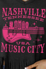 Load image into Gallery viewer, NASHVILLE TENNESSEE USA MUSIC CITY Graphic Fringe Hem Tee
