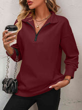 Load image into Gallery viewer, Zip-Up Dropped Shoulder Sweatshirt