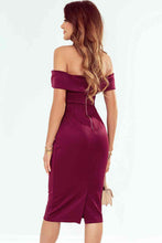 Load image into Gallery viewer, Off-Shoulder Zip-Back Slit Dress