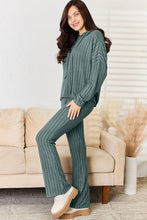 Load image into Gallery viewer, Basic Bae Full Size Ribbed Drawstring Hood Top and Straight Pants Set