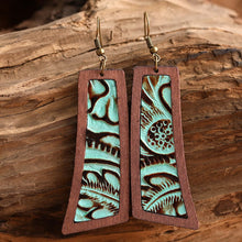 Load image into Gallery viewer, Geometrical Shape Wooden Dangle Earrings