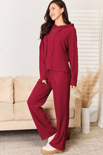 Load image into Gallery viewer, Basic Bae Full Size Ribbed Drawstring Hood Top and Straight Pants Set
