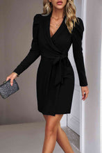 Load image into Gallery viewer, Tie Waist Long Puff Sleeve Dress