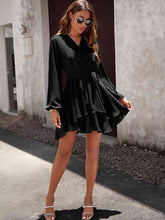 Load image into Gallery viewer, Surplice Neck Tie Waist Long Sleeve Dress