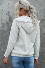 Load image into Gallery viewer, Lace Trim Zip-Up Hooded Jacket