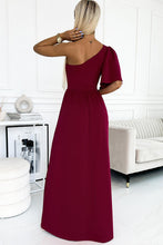 Load image into Gallery viewer, One shoulder Flutter sleeves Slit Dress