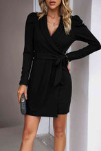 Load image into Gallery viewer, Tie Waist Long Puff Sleeve Dress