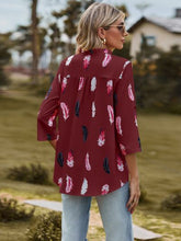 Load image into Gallery viewer, Printed Frill Notched Roll-Tab Sleeve Blouse