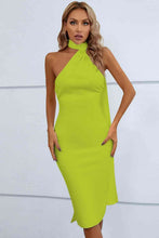 Load image into Gallery viewer, Cascading Detail Halter Neck Bodycon Dress