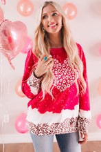 Load image into Gallery viewer, Heart Leopard Round Neck Sweatshirt