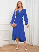 Load image into Gallery viewer, Surplice Tie Front Flounce Sleeve Dress