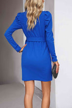 Load image into Gallery viewer, Tie Waist Long Puff Sleeve Dress