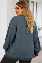 Load image into Gallery viewer, Plus Size Lip Ribbed Round Neck Sweatshirt
