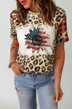 Load image into Gallery viewer, Leopard Plaid Floral Tee Shirt
