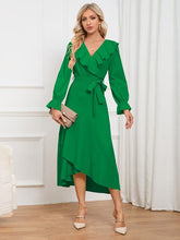 Load image into Gallery viewer, Surplice Tie Front Flounce Sleeve Dress
