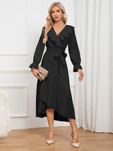 Load image into Gallery viewer, Surplice Tie Front Flounce Sleeve Dress
