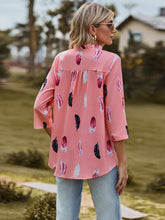 Load image into Gallery viewer, Printed Frill Notched Roll-Tab Sleeve Blouse
