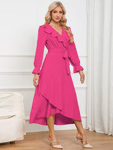 Load image into Gallery viewer, Surplice Tie Front Flounce Sleeve Dress
