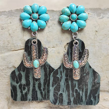 Load image into Gallery viewer, Turquoise Cactus Dangle Earrings
