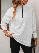 Load image into Gallery viewer, Zip-Up Dropped Shoulder Sweatshirt
