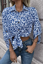 Load image into Gallery viewer, Double Take Leopard Roll-Tap Sleeve Shirt
