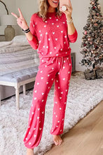 Load image into Gallery viewer, Heart Round Neck Top and Pants Set
