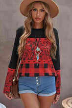 Load image into Gallery viewer, Mixed Print Color Block Long Sleeve Top
