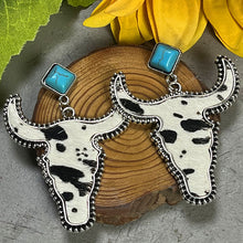 Load image into Gallery viewer, Bull Shape Turquoise Dangle Earrings
