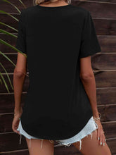 Load image into Gallery viewer, Glitter V-Neck Short Sleeve Tee Shirt
