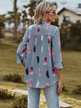 Load image into Gallery viewer, Printed Frill Notched Roll-Tab Sleeve Blouse
