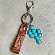 Load image into Gallery viewer, Turquoise Genuine Leather Key Chain
