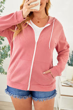 Load image into Gallery viewer, Plus Size Zip Up Hooded Jacket with Pocket
