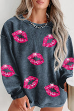 Load image into Gallery viewer, Plus Size Lip Ribbed Round Neck Sweatshirt
