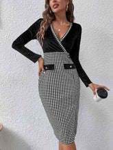 Load image into Gallery viewer, Surplice Neck Houndstooth Dress
