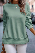 Load image into Gallery viewer, Snap Detail Round Neck Dropped Shoulder Sweatshirt
