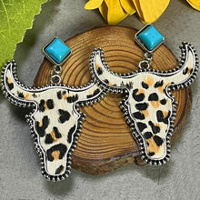 Load image into Gallery viewer, Bull Shape Turquoise Dangle Earrings
