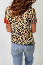 Load image into Gallery viewer, Leopard Plaid Floral Tee Shirt
