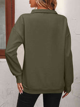 Load image into Gallery viewer, Zip-Up Dropped Shoulder Sweatshirt
