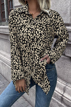 Load image into Gallery viewer, Double Take Leopard Roll-Tap Sleeve Shirt

