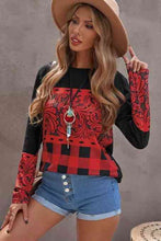 Load image into Gallery viewer, Mixed Print Color Block Long Sleeve Top
