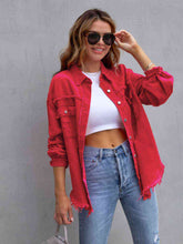 Load image into Gallery viewer, Distressed Drop Shoulder Denim Jacket
