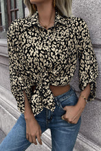 Load image into Gallery viewer, Double Take Leopard Roll-Tap Sleeve Shirt
