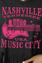 Load image into Gallery viewer, NASHVILLE TENNESSEE USA MUSIC CITY Graphic Fringe Hem Tee
