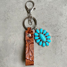 Load image into Gallery viewer, Turquoise Genuine Leather Key Chain
