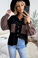 Load image into Gallery viewer, Double Take Leopard Contrast Denim Top
