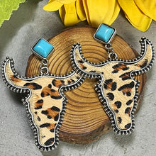 Load image into Gallery viewer, Bull Shape Turquoise Dangle Earrings
