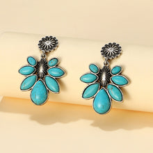 Load image into Gallery viewer, Artificial Turquoise Flower Earrings
